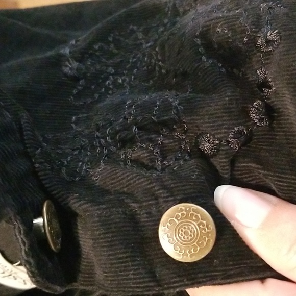 Jessica long sleeve black embroidered corduroy button down shirt size 10 EUC - Picture 12 of 12